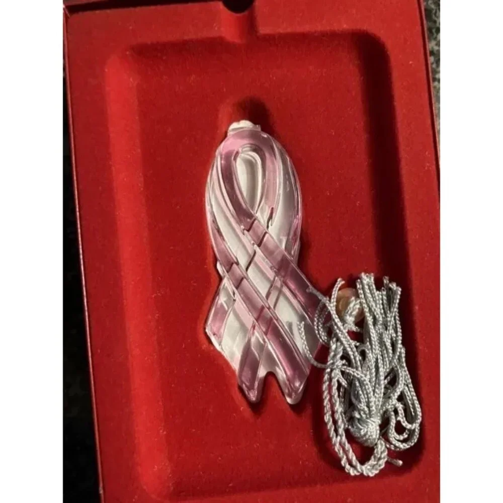 Lenox Gift of Knowledge Glass Crystal Breast Cancer Ribbon Ornament Christmas - Picture 2 of 3